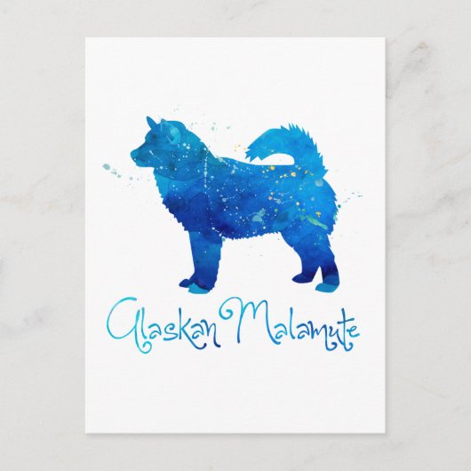 アラスカンマラムテウォーターカラー ポストカード (正面)