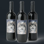 アラスカンマラムテエンジェル ワインラベル<br><div class="desc">この愛らしいエンジェル・アラスカン・マラムテ・アートは完璧な贈り物になるだろう！</div>