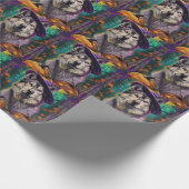 アラスカンマラムテハロウィンウィッチとカボチャ ラッピングペーパー (角)