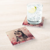 アラスカンマラムテバラ – バレンタインデー ガラスコースター (アングル)