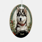 アラスカンマラムテパピーの初めてのクリスマスオーナメント メタルオーナメント (正面右)