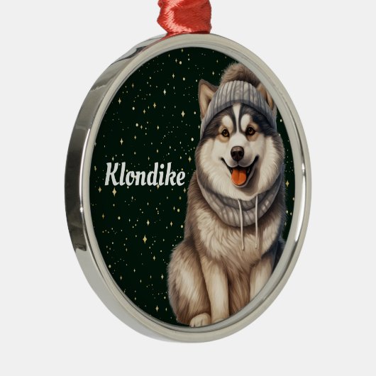 アラスカンマラムテパーソナライズされたクリスマスオーナメント メタルオーナメント (右)