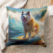 アラスカンマラムテビーチサーフィン絵画ズ クッション (ブランケット)