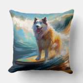 アラスカンマラムテビーチサーフィン絵画ズ クッション (正面)