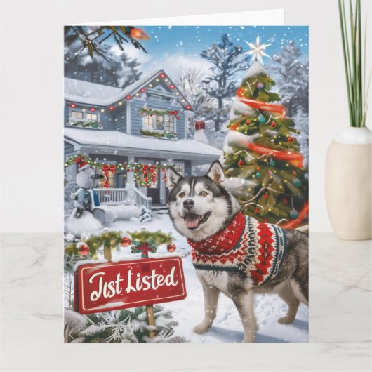 アラスカンマラムテフェスティバルユーモア不動産仲介業者クリスマス カード (正面)