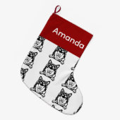 アラスカンマラムテ犬カスタマイズソックスドッグソックス ラージクリスマスストッキング (正面 (吊り時))