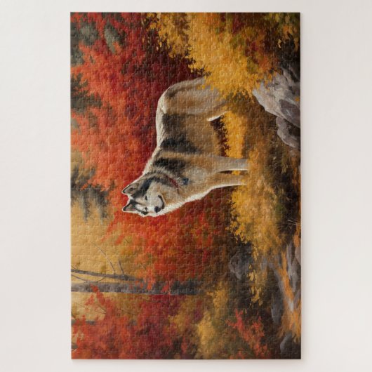 アラスカンマラムテ紅葉秋インスパイア ジグソーパズル (縦)