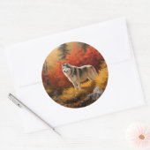 アラスカンマラムテ紅葉秋インスパイア ラウンドシール (封筒)