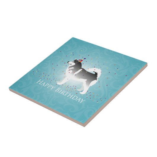 アラスカンマラムテ誕生日デザイン タイル (側面)