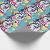 アラスカンマラムートとバルーン誕生日 ラッピングペーパー (角)