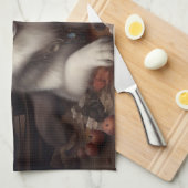 アラスカンマラムートカボンプキンハロウィンホラー キッチンタオル (四つ折り)