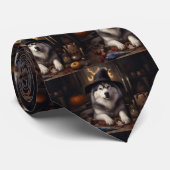 アラスカンマラムートカボンプキンハロウィンホラー ネクタイ (ロール)