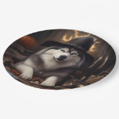 アラスカンマラムートカボンプキンハロウィンホラー ペーパープレート (アングル)