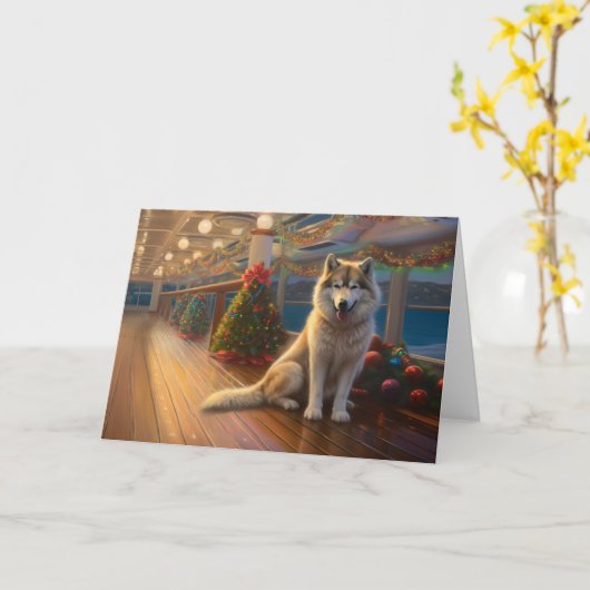 アラスカンマラムートクリスマスクルーズ:パワソムホリデー カード (黄色い花)