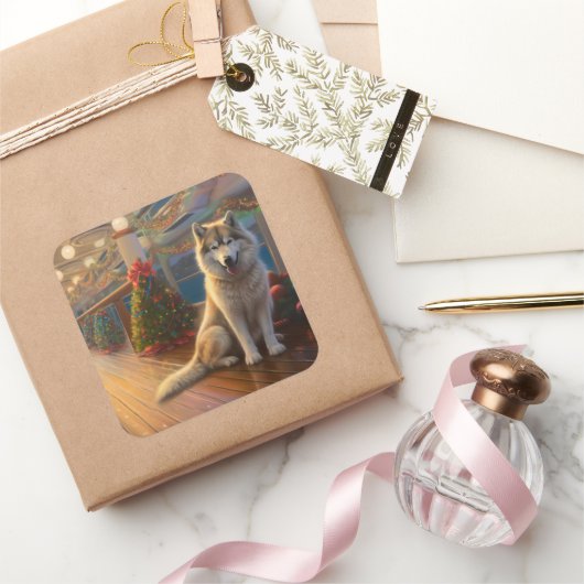 アラスカンマラムートクリスマスクルーズ:パワソムホリデー スクエアシール (ギフト)