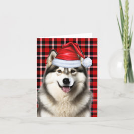 アラスカンマラムートクリスマスドッグホリデープレイド シーズンカード