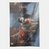 アラスカンマラムートクリスマスフェスティバルシーズン キッチンタオル (縦)