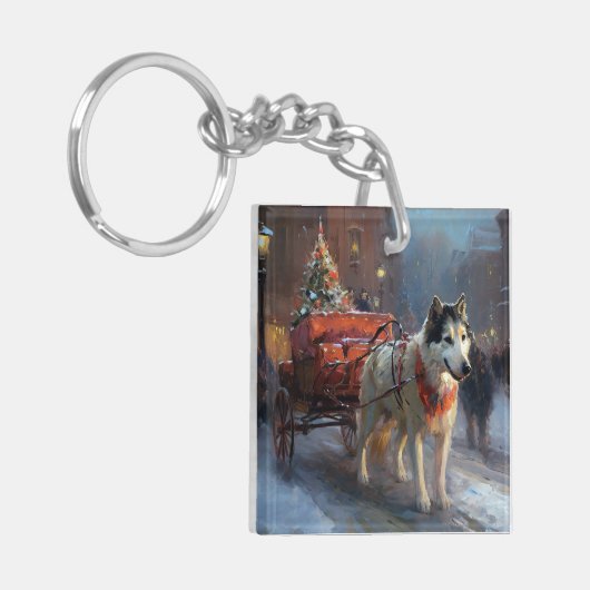 アラスカンマラムートクリスマスフェスティバルシーズン キーホルダー (正面左)