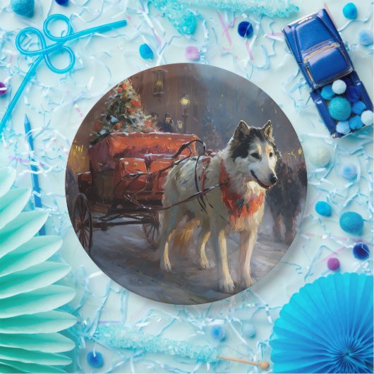 アラスカンマラムートクリスマスフェスティバルシーズン ペーパープレート (パーティー)