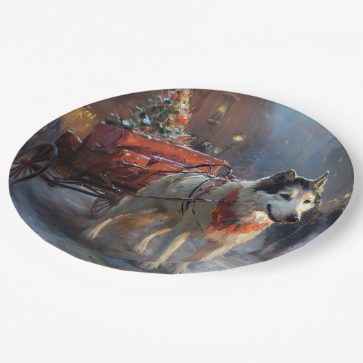 アラスカンマラムートクリスマスフェスティバルシーズン ペーパープレート (アングル)