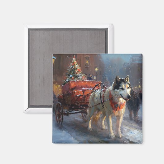 アラスカンマラムートクリスマスフェスティバルシーズン マグネット (正面/裏面)