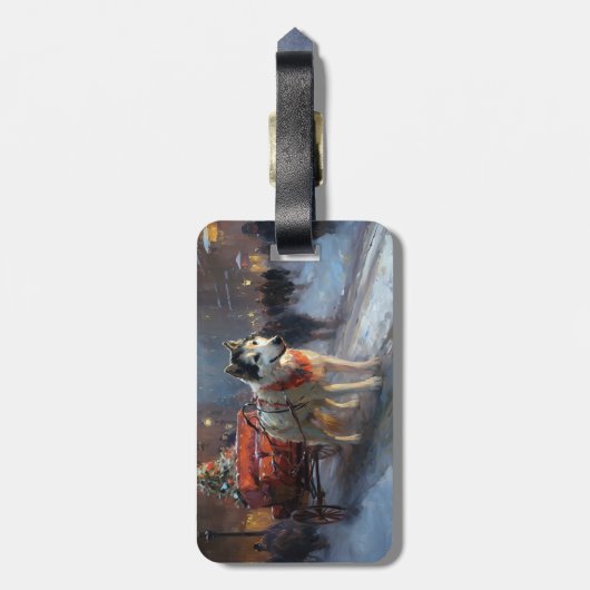 アラスカンマラムートクリスマスフェスティバルシーズン ラゲッジタグ (裏面縦)