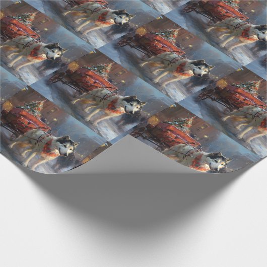 アラスカンマラムートクリスマスフェスティバルシーズン ラッピングペーパー (角)