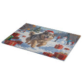 アラスカンマラムートクリスマスフェスティバルスノーシーン カッティングボード (角)