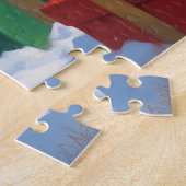 アラスカンマラムートクリスマスフェスティバルスノーシーン ジグソーパズル (側面)