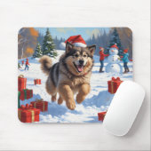 アラスカンマラムートクリスマスフェスティバルスノーシーン マウスパッド (マウス)