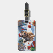 アラスカンマラムートクリスマスフェスティバルスノーシーン ラゲッジタグ (正面縦)