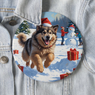 アラスカンマラムートクリスマスフェスティバルスノーシーン 缶バッジ