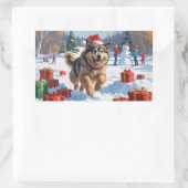 アラスカンマラムートクリスマスフェスティバルスノーシーン 長方形シール (バッグ)