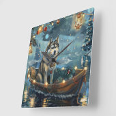 アラスカンマラムートクリスマスフェスティバル航海 スクエア壁時計 (傾斜)