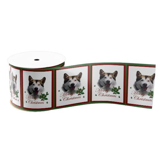 アラスカンマラムートクリスマスメリー グログランリボン (リール)