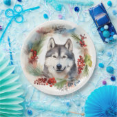 アラスカンマラムートクリスマスリースフェスティバルカップ ペーパープレート (パーティー)