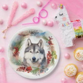 アラスカンマラムートクリスマスリースフェスティバルカップ ペーパープレート (パーティー)