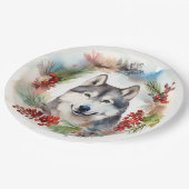 アラスカンマラムートクリスマスリースフェスティバルカップ ペーパープレート (アングル)