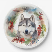 アラスカンマラムートクリスマスリースフェスティバルカップ ペーパープレート (正面)