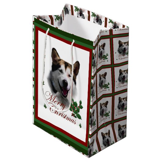 アラスカンマラムートクリスマス ミディアムペーパーバッグ (正面アングル)