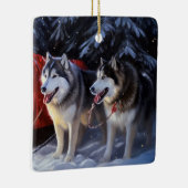 アラスカンマラムートスノースイードライドクリスマス セラミックオーナメント (右)