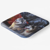 アラスカンマラムートスノースイードライドクリスマス ペーパープレート (傾斜あり)