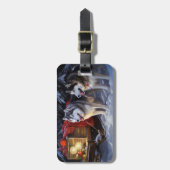 アラスカンマラムートスノースイードライドクリスマス ラゲッジタグ (正面縦)