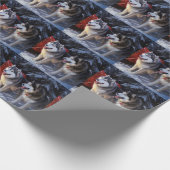 アラスカンマラムートスノースイードライドクリスマス ラッピングペーパー (角)