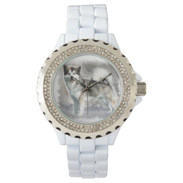アラスカンマラムートドッグアート 腕時計 (正面)