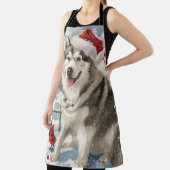 アラスカンマラムートドッグウィンターワンダーランドクリスマス エプロン (インサイチュ)