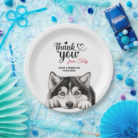 アラスカンマラムートドッグウェディングレセプション ペーパープレート (パーティー)