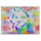 アラスカンマラムートドッグウォーターカラーアートポートレート カッティングボード (正面)