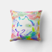 アラスカンマラムートドッグウォーターカラーアートポートレート クッション (裏面)