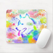 アラスカンマラムートドッグウォーターカラーアートポートレート マウスパッド (マウス)